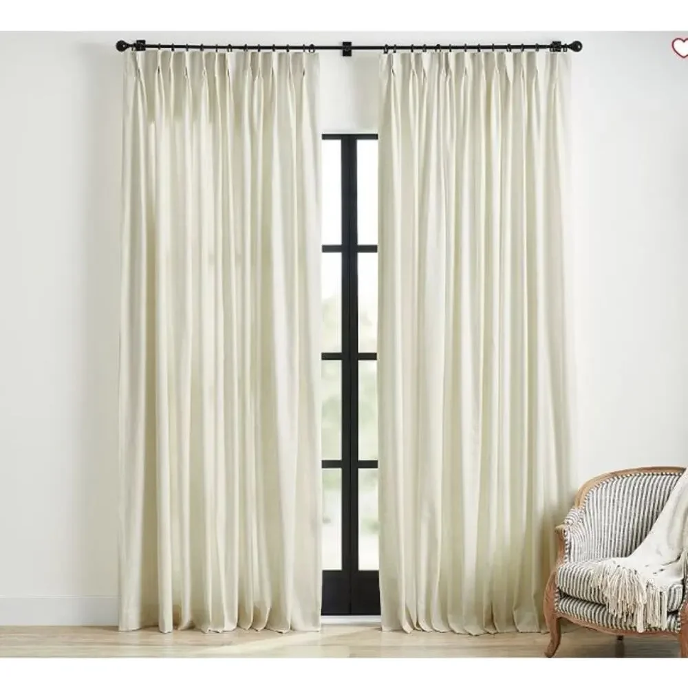 NWT! Pottery Barn Pole Top Lined Emery Pinch Pleat‎ Curtain 50x96 in IVORY